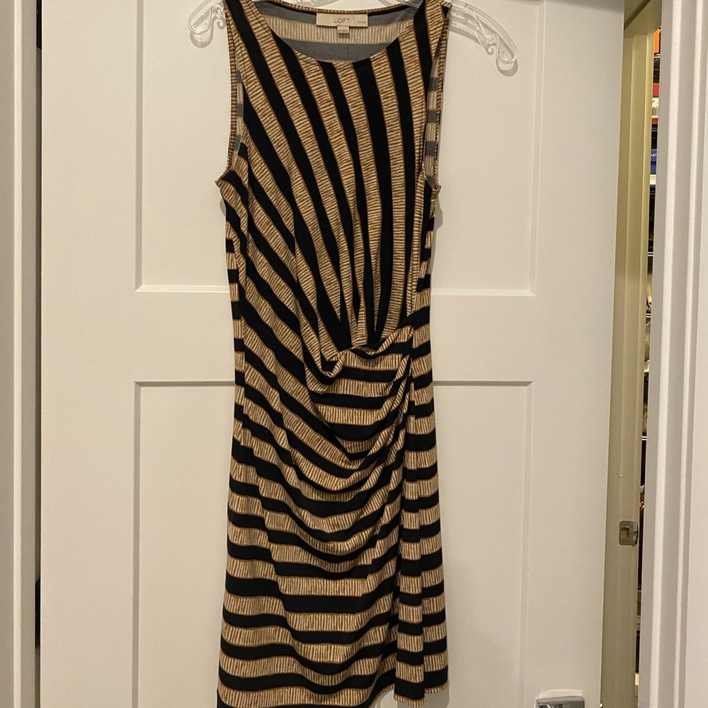 Loft brown/black/beige patterned dress, size XSP.